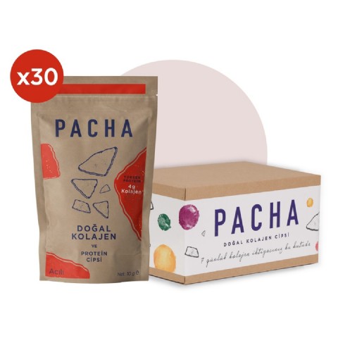 PACHA - Doğal Kolajen ve Protein Cipsi - Acılı - 30’lu Paket