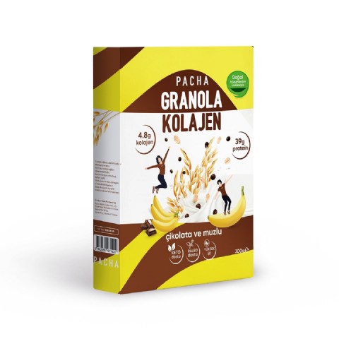 PACHA - Doğal Kolajen ve Proteinli Granola - Çikolatalı ve Muzlu (300 g)