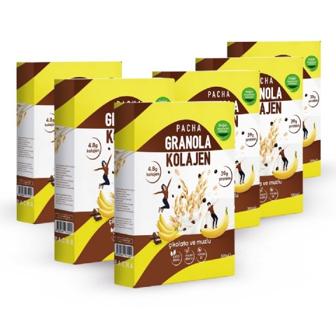 PACHANOLA Doğal Kolajen ve Proteinli Granola | Çikolatalı ve Muzlu | 6’lı Paket